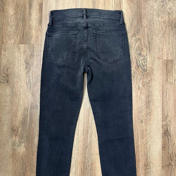 FRAME Women's Black Distressed Le Skinny de Jeanne Cropped Jeans Size 26 - Picture 7 of 9